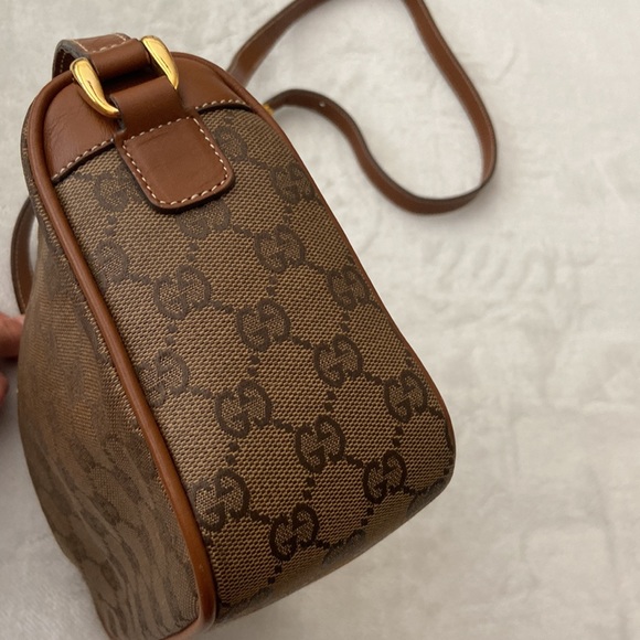 SOLD Vintage Authentic Gucci GG Monogram Tan Brown Crossbody Purse Handbag - Picture 10 of 16